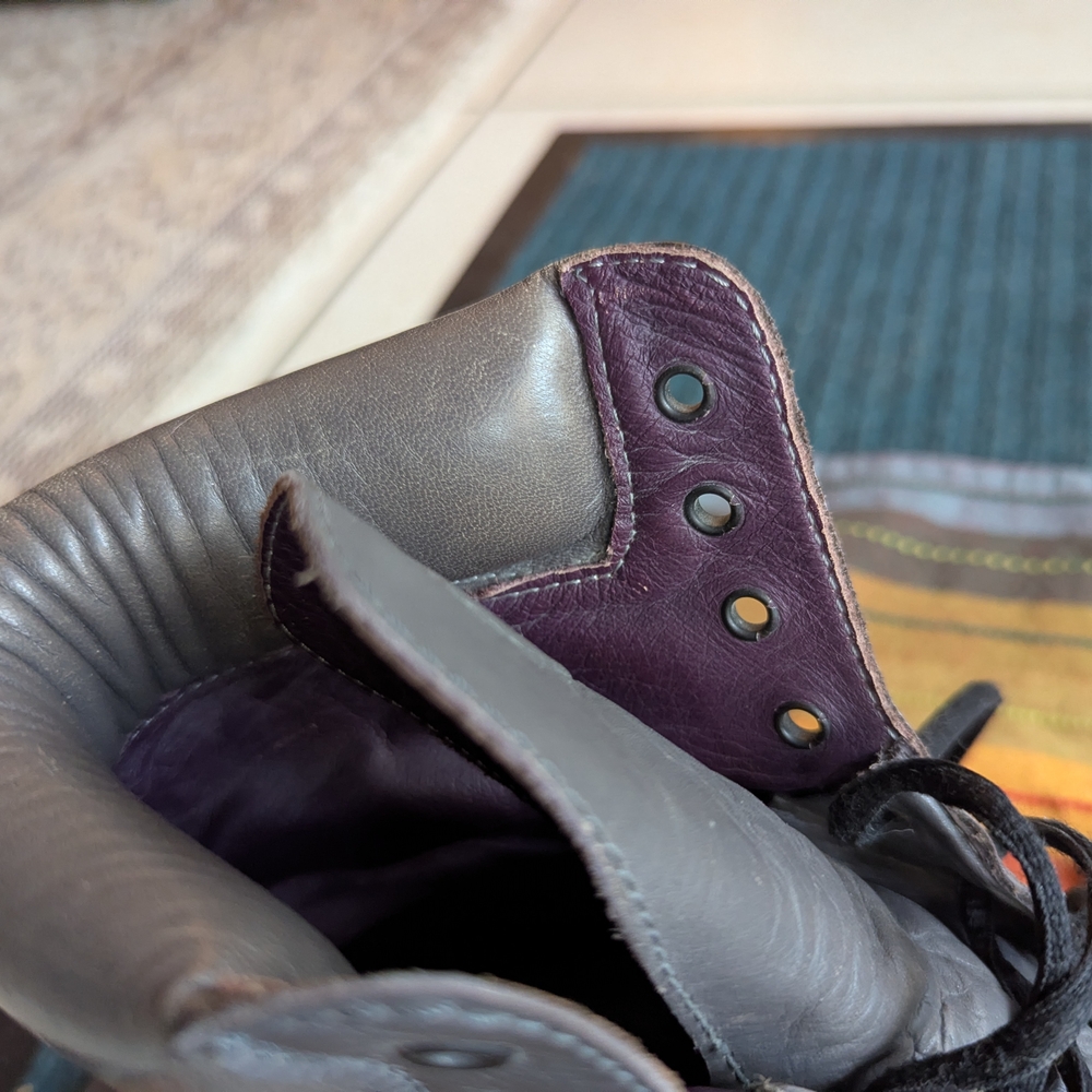 Max Mara  Grey And Purple Leather Boots - Picture 3 of 6